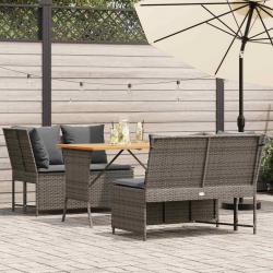 Salon de jardin avec coussins 3 pcs gris résine tressée alsavelo