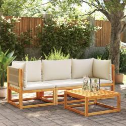 Salon de jardin avec coussins 3 pcs bois massif d'acacia alsavelo