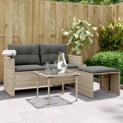 Salon de jardin avec coussins 3 pcs gris clair résine tressée alsavelo