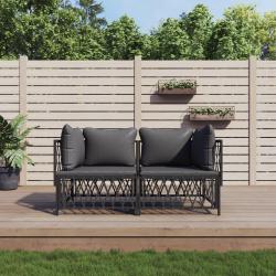 Salon de jardin avec coussins 2 pcs anthracite acier alsavelo