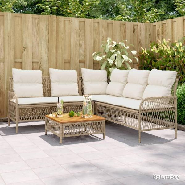 Salon de jardin avec coussins 2 pcs beige rsine tresse alsavelo