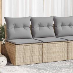 Salon de jardin avec coussins 2 pcs beige résine tressée acacia alsavelo