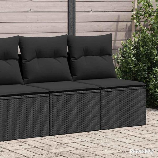 Salon de jardin avec coussins 2 pcs noir rsine tresse acacia alsavelo