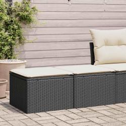 Salon de jardin avec coussins 2 pcs noir résine tressée acacia alsavelo