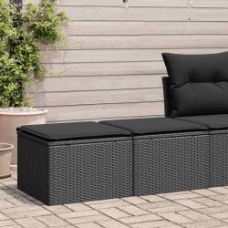 Salon de jardin avec coussins 2 pcs noir résine tressée acacia alsavelo