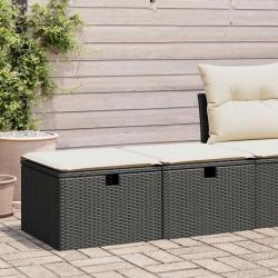 Salon de jardin avec coussins 2 pcs noir résine tressée acacia alsavelo
