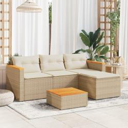 Salon de jardin avec coussins 3 pcs beige résine tressée alsavelo