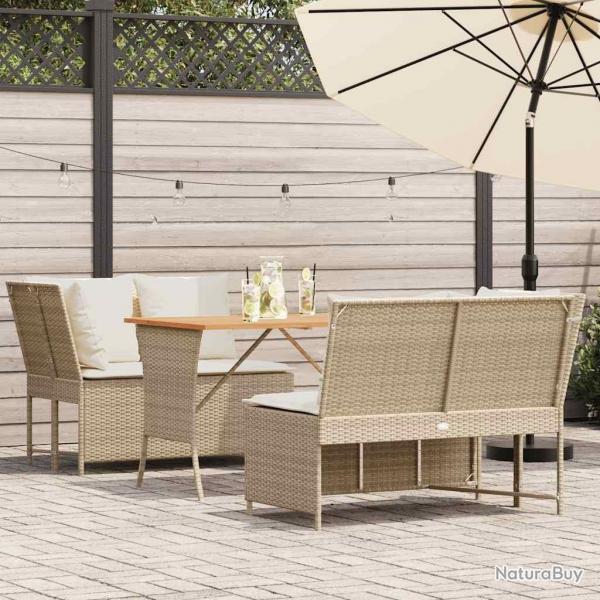 Salon de jardin avec coussins 3 pcs beige rsine tresse alsavelo