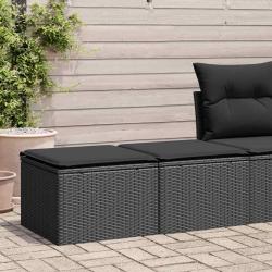 Salon de jardin avec coussins 2 pcs noir résine tressée acacia alsavelo