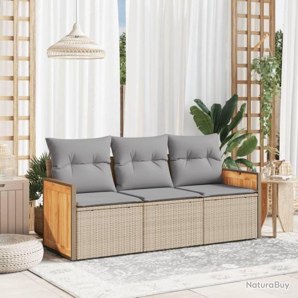 Salon de jardin avec coussins 3 pcs beige rsine tresse alsavelo