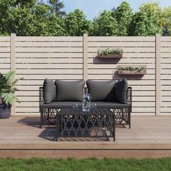 Salon de jardin avec coussins 3 pcs anthracite acier alsavelo