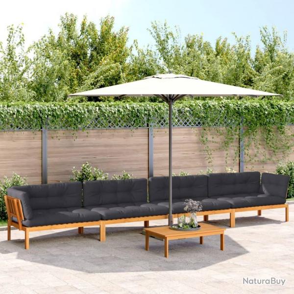 Salon palette de jardin avec coussins 5pcs bois d'acacia massif alsavelo