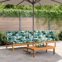 Salon palette de jardin avec coussins 3pcs bois d'acacia massif alsavelo