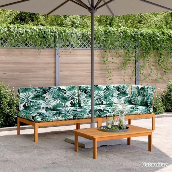 Salon palette de jardin avec coussins 3pcs bois d'acacia massif alsavelo