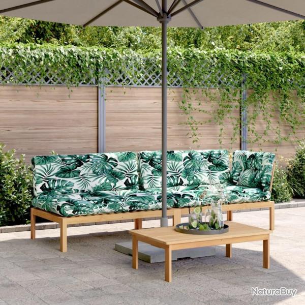 Salon palette de jardin avec coussins 3pcs bois d'acacia massif alsavelo