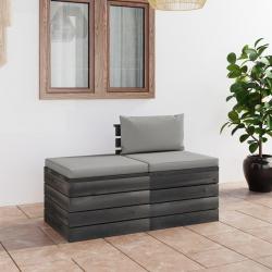 Salon palette de jardin 2 pcs avec coussins Bois de pin massif alsavelo