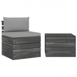 Salon palette de jardin 2 pcs avec coussins Bois de pin massif alsavelo