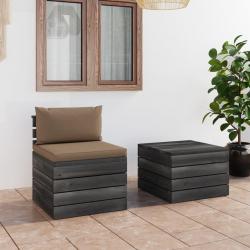 Salon palette de jardin 2 pcs avec coussins Bois de pin massif alsavelo