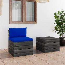 Salon palette de jardin 2 pcs avec coussins Bois de pin massif alsavelo