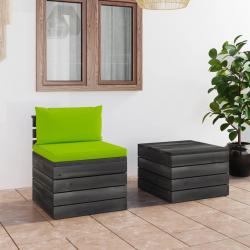 Salon palette de jardin 2 pcs avec coussins Bois de pin massif alsavelo