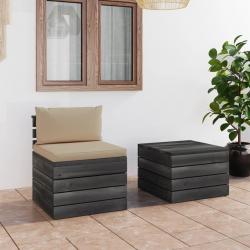Salon palette de jardin 2 pcs avec coussins Bois de pin massif alsavelo
