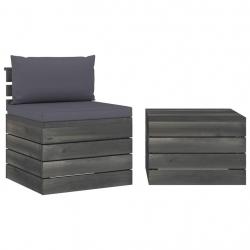 Salon palette de jardin 2 pcs avec coussins Bois de pin massif alsavelo