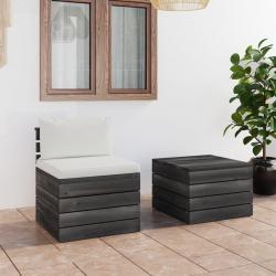 Salon palette de jardin 2 pcs avec coussins Bois de pin massif alsavelo