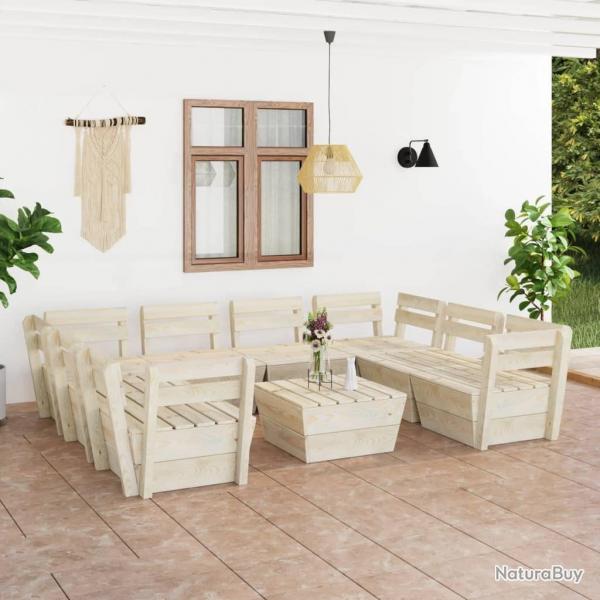 Salon de jardin palette 9 pcs Bois d'pica imprgn alsavelo