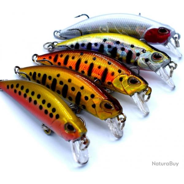 Poisson Nageur Truite 6cm, Le Pack de 5 leurres de pche