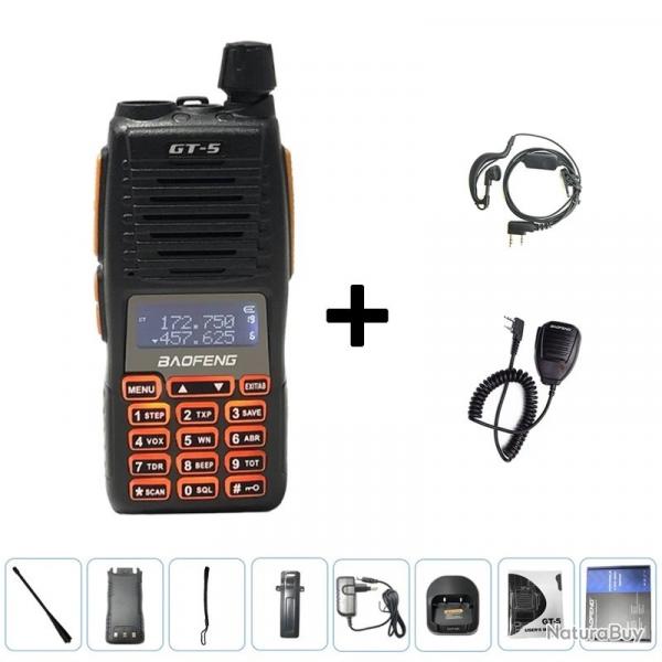 Talkie-Walkie Baofeng GT-5 (8W) + Ecouteur et Micro - LIVRAISON GRATUITE