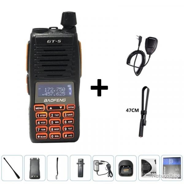 Talkie-Walkie Baofeng GT-5 (8W) + Micro et Antenne 47cm - LIVRAISON GRATUITE