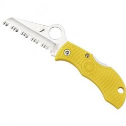 COUTEAU SPYDERCO MANBUG SALT JAUNE A DENTS