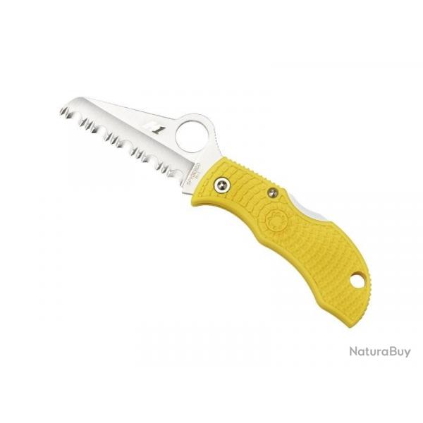 COUTEAU SPYDERCO MANBUG SALT JAUNE A DENTS