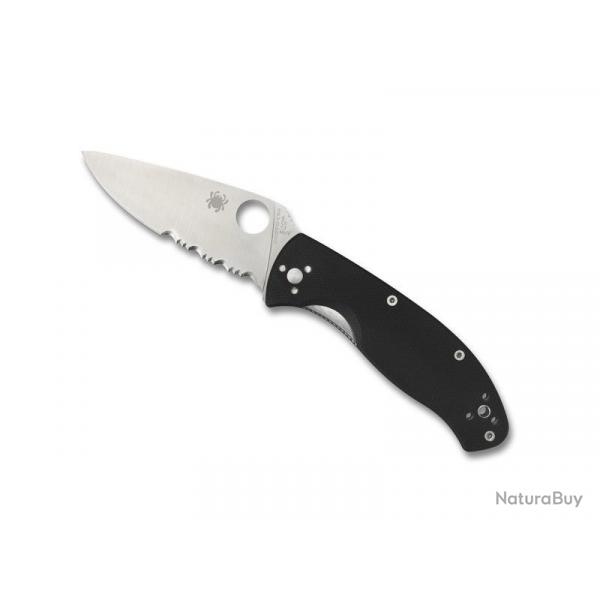 COUTEAU SPYDERCO TENACIOUS G10 NOIR SEMI-DENTEE