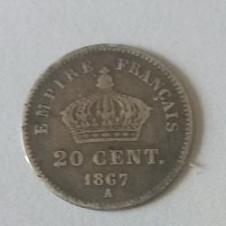 pièce de 20 centimes  Napoléon III 1867 A