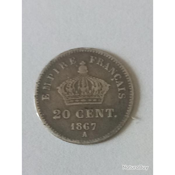pice de 20 centimes  Napolon III 1867 A