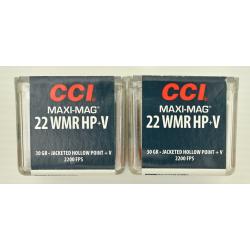 100 (2x50) cartouches .22 WMR (.22 MAGNUM) CCI MAXI-MAG HP+V