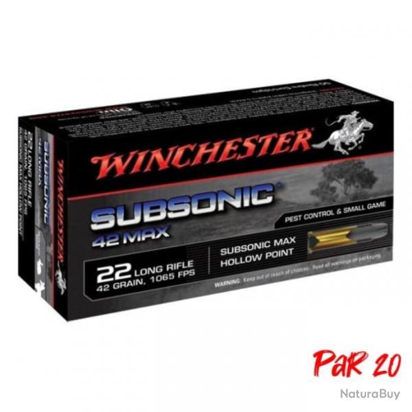 Wahoo ! Balles Winchester Subsonic Max Varmint Hollow Point - 22LR / Par 20