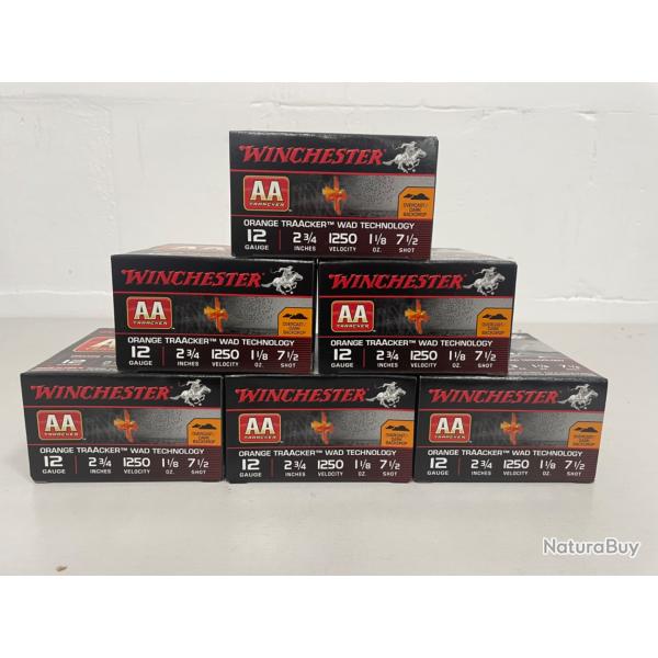 !! NEUF !! CARTOUCHE WINCHESTER AA TRAACKER HEAVY ORANGE CALIBRE 12/70 32gr N7.5 PAR 150