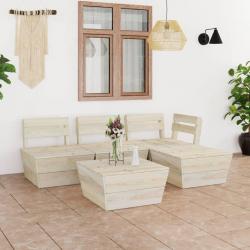 Salon de jardin palette 5 pcs Bois d'épicéa imprégné alsavelo