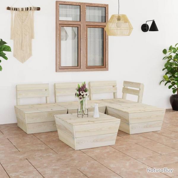 Salon de jardin palette 5 pcs Bois d'pica imprgn alsavelo
