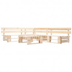 Salon de jardin palette 4 pcs naturel bois alsavelo