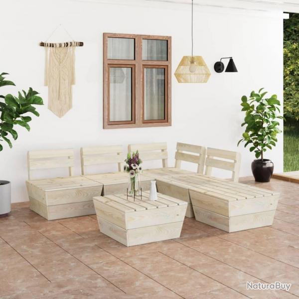 Salon de jardin palette 6 pcs Bois d'pica imprgn alsavelo