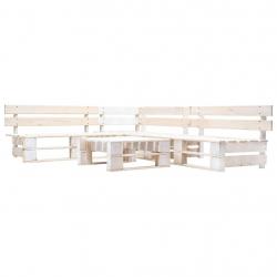 Salon de jardin palette 4 pcs Bois Blanc alsavelo