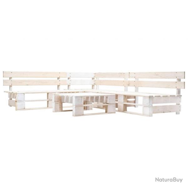 Salon de jardin palette 4 pcs Bois Blanc alsavelo