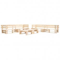 Salon de jardin palette 6 pcs bois Couleur naturelle de bois alsavelo