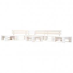 Salon de jardin palette 6 pcs Bois Blanc alsavelo