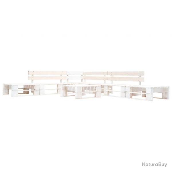 Salon de jardin palette 6 pcs Bois Blanc alsavelo