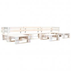 Salon de jardin palette 6 pcs Bois Blanc alsavelo
