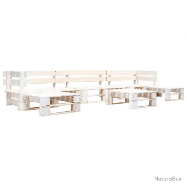 Salon de jardin palette 6 pcs Bois Blanc alsavelo